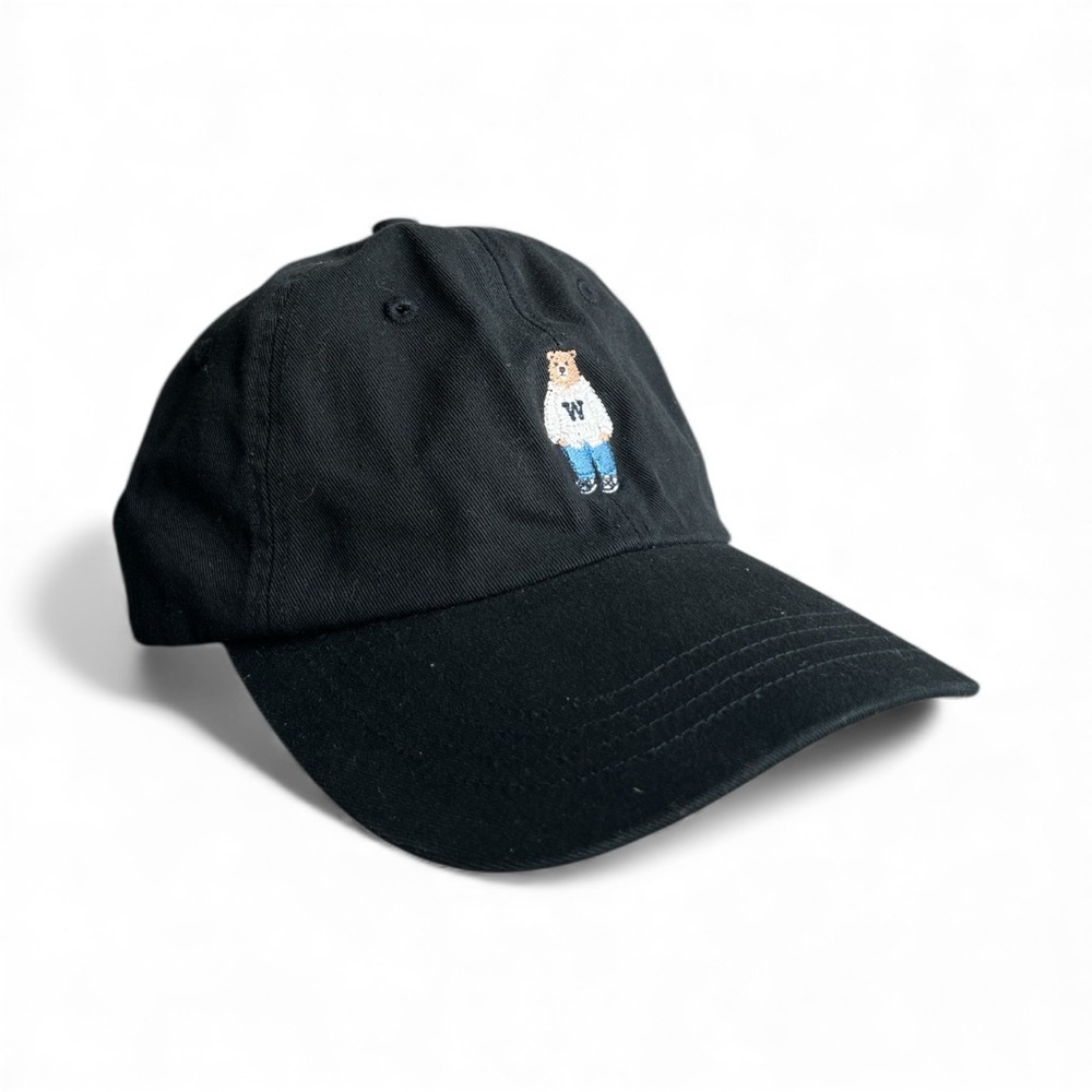 California Dream who.A.U Black Baseball Cap with Steve Bear Embroidery